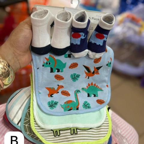Baby bib and shoe socks