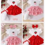 Baby Girl Strawberry Skirt Outfit Set with Headband (3–18 Months)