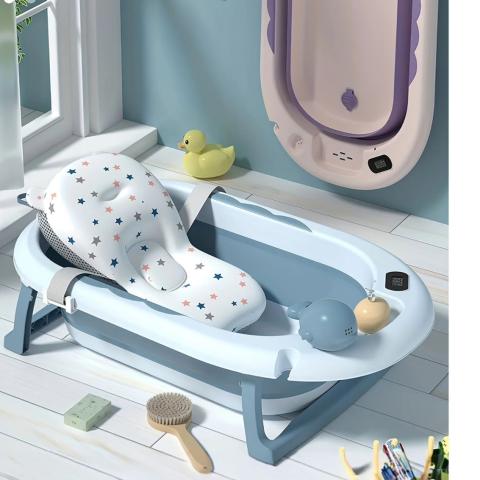 Foldable baby bath set and bather